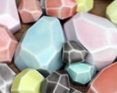 porcelain faceted stone brooch