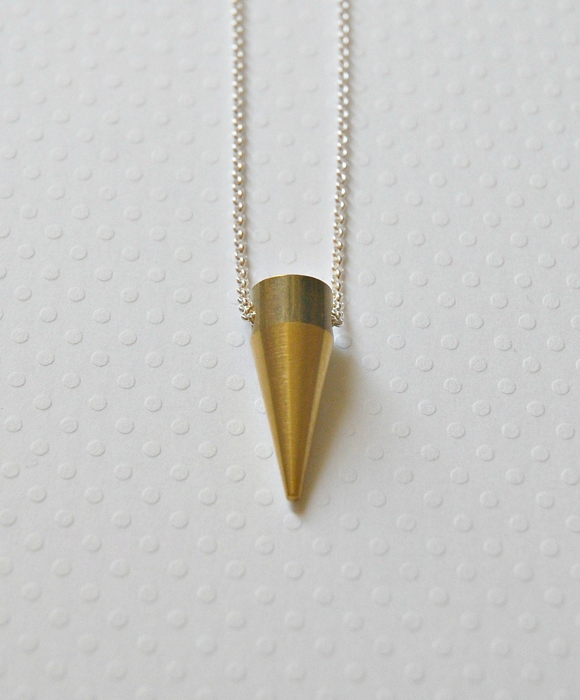 Spike necklace in gold or silver - solid brass or stainless steel spike pendant on sterling silver chain - modern edgy jewelry - brooklyn