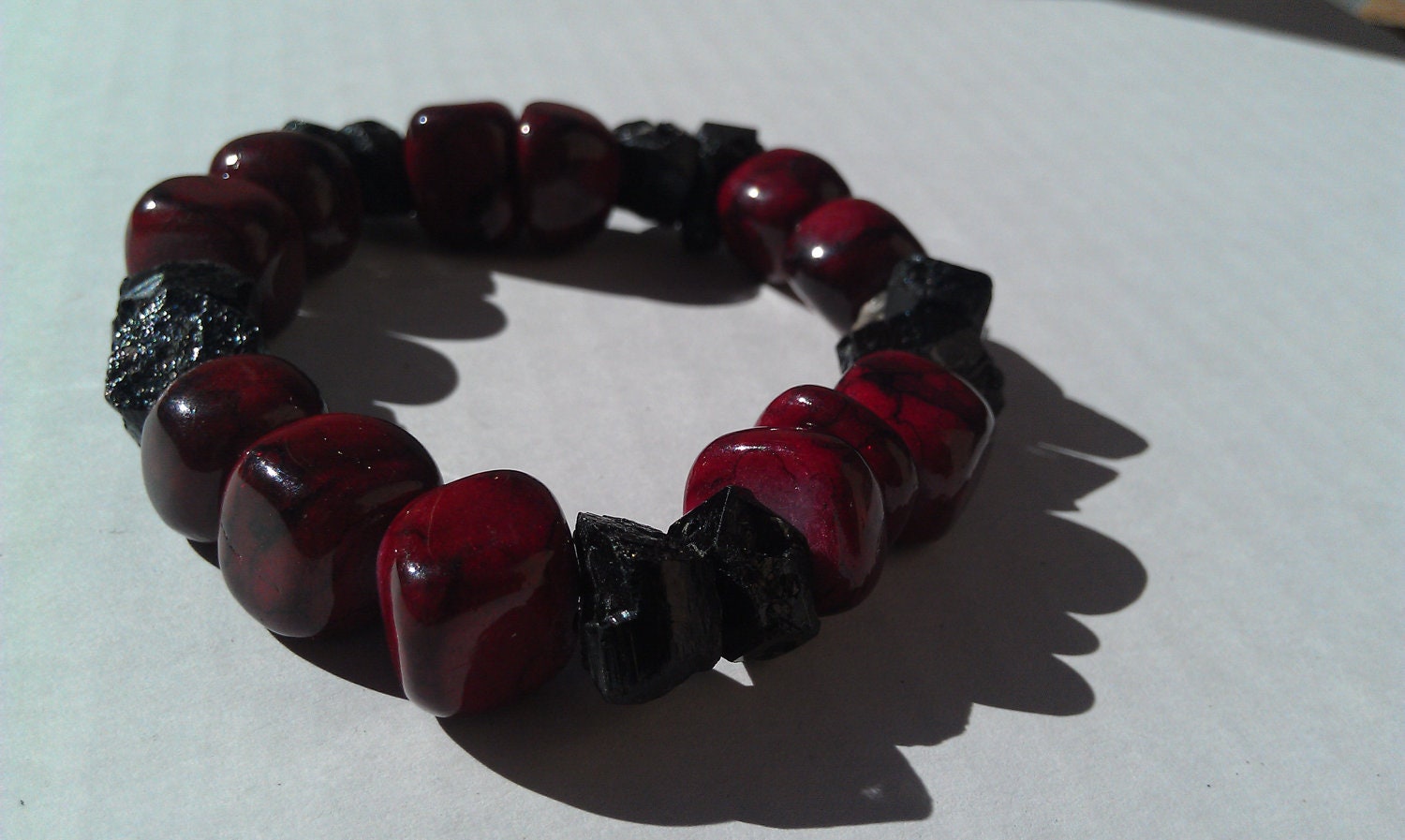 Volcanic chunky stretch beaded crystal quartz bracelet