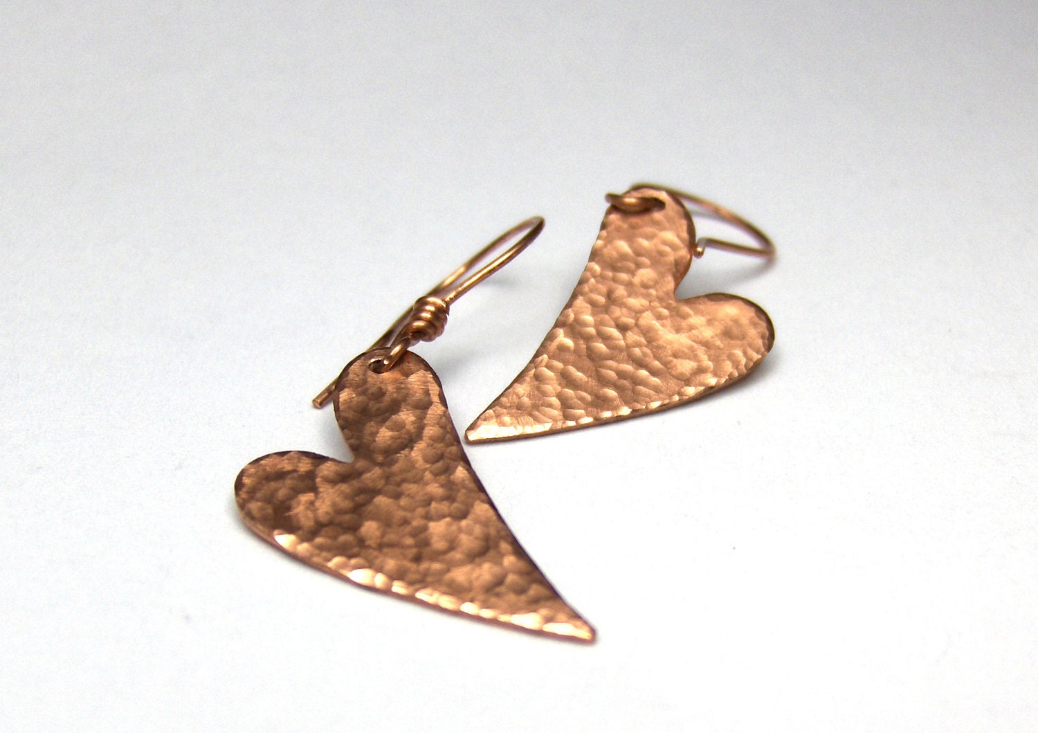 Dimpled Hearts Earrings Dangle Metal Work