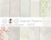 Digital Scrapbooking Papers pack, 12x 12 in , set6 300 dpi