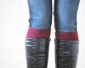 Crochet Boot Cuffs Socks Boot Toppers in Wine Oxblood Burgundy