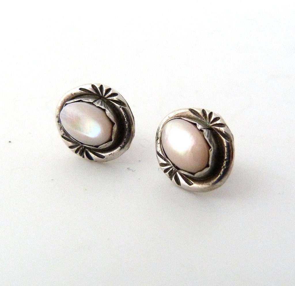 Silver Pink Mother Of Pearl Earrings