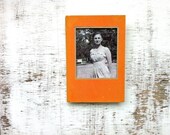 vintage book picture frame. READABLE vintage book as unique photo frame. Head Heart and Heel, 1958.  orange tangerine creamsicle