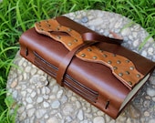 Leather Journal, 9x6, 400 pgs, Chocolate Brown, Hand-Bound Blank, Two-Tone Notebook with Leather Strap and Brass Hardware