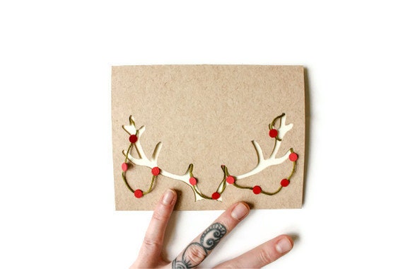 REINDEER ANTLERS with GARLAND Christmas Card