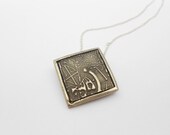 White Bronze Metal Clay Necklace, Asian Flower Garden, Flowers, Silver