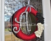 University of Alabama Wreath /Monogram Wreath /Felt Flowers /Red /White /Black