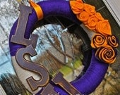 LSU Wreath/ Purple and Gold/ Yarn/ Wall Decor /Sec Football/ Custom Team Order