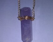Light Amethyst Large Crystal Point Gold Wire Wrapped Necklace