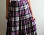 PURPLE Pleated PENDLETON Plaid Mid Length Skirt Wool