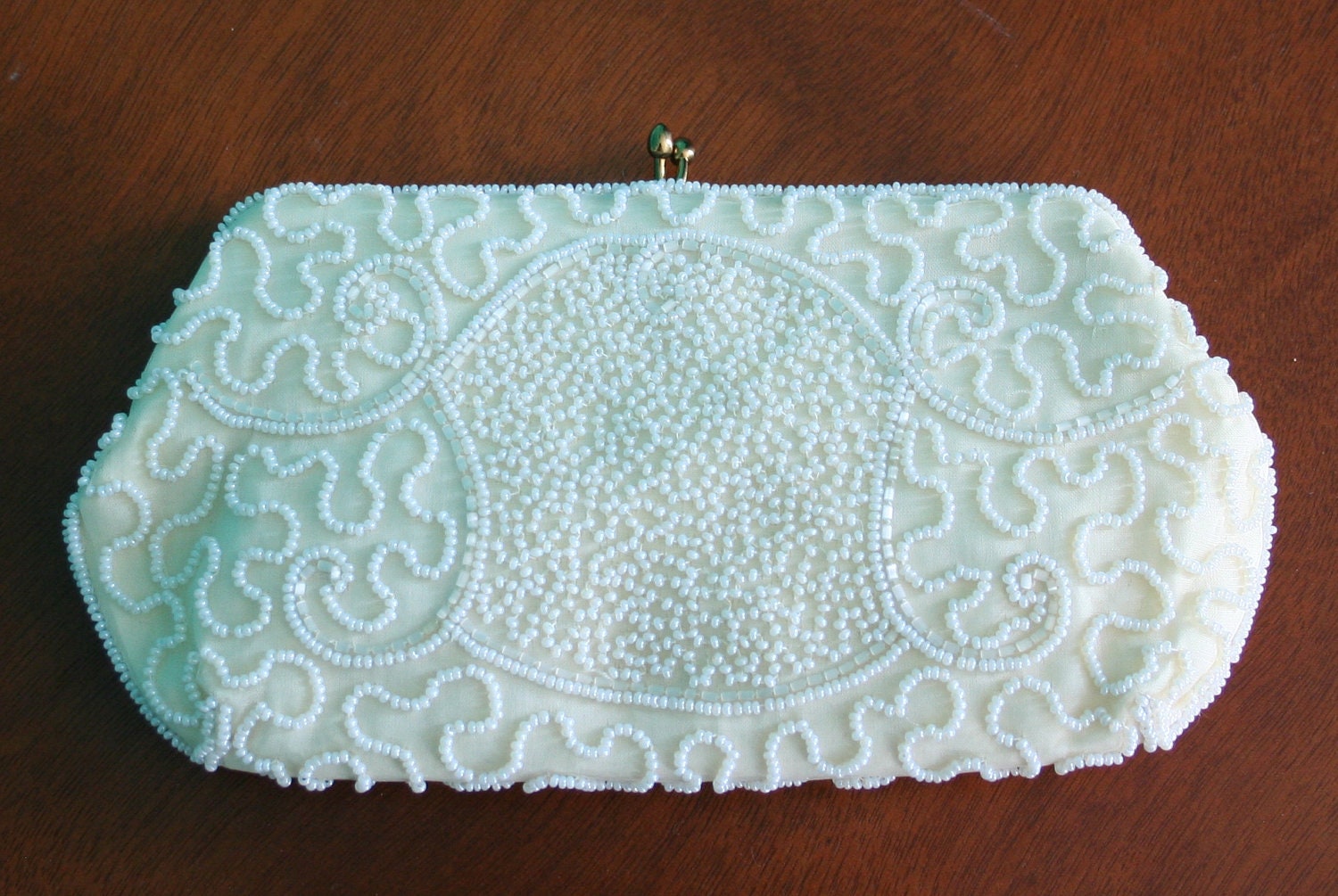 Vintage Walborg Clutch - Creamy Ivory and Gold Bridal Clutch - Wedding Clutch - Evening Bag - Vintage Wedding