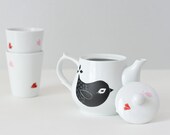 Reserved for Minisushu // Bird teapot and 2 cups