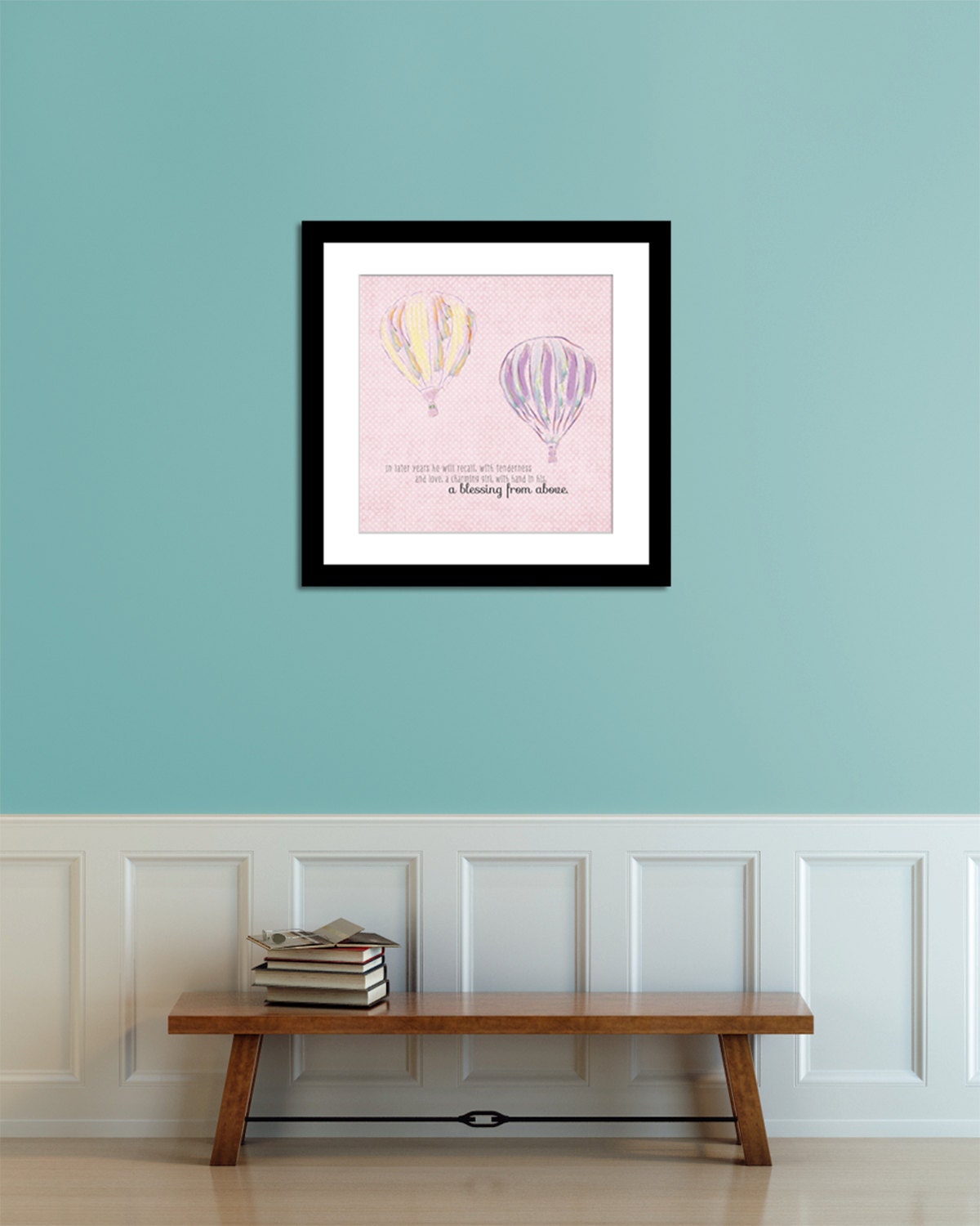Hot Air Balloons - Love Art - Wedding gift - 8x8 print -romantic quote - engagement - anniversary