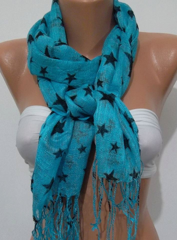 Blue - Elegant and soft scarf - Cotton Scarf