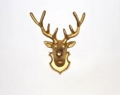 White Faux Taxidermy - Gold Cast Iron Deer Head Wall Hanging - Chic and Trendy Home Decor