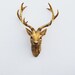 White Faux Taxidermy - The Compton - Antique Gold Resin Deer Head- Antique Gold Deer Antlers Mounted- Faux Head Wall Mount