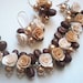 Coffee rose jewelry set- Pearl braclet and earrings - Handmade jewelry