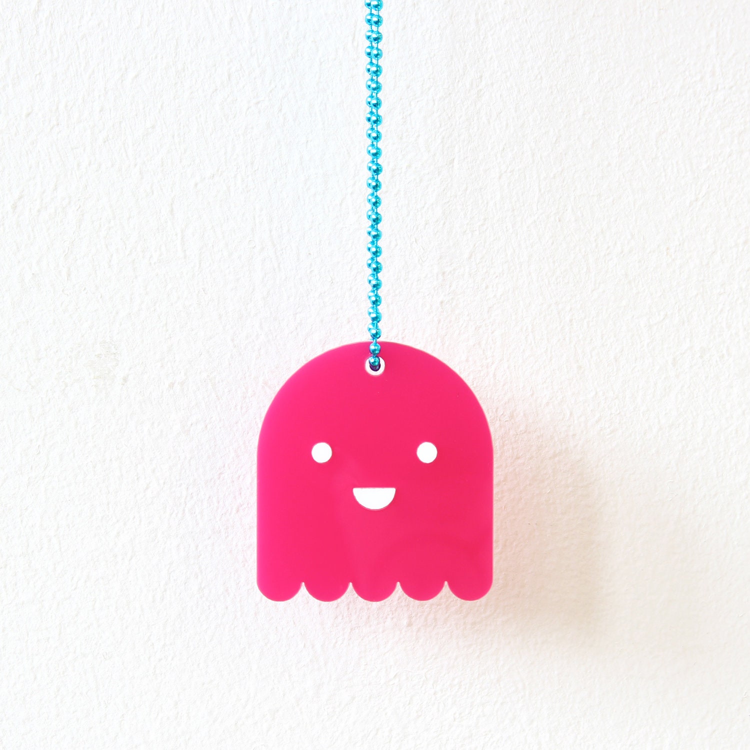 Necklace, Ghost, Pacman, Smile, Pink