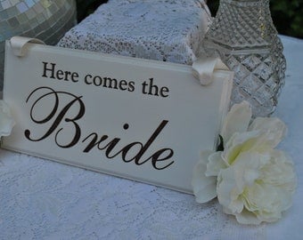 Double Sided Engraved  Wedding Sign (Just Married & Here Comes The Bride)