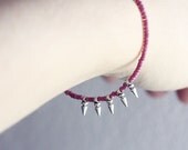 tiny spikes bracelet - dainty friendship bracelet - berry or turquoise (one)