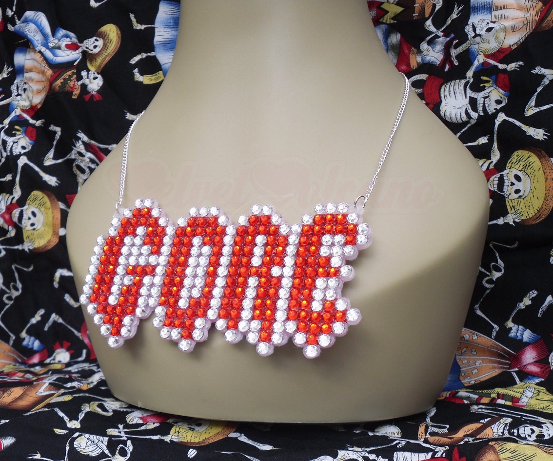Creepy GORE Word Necklace - Spooky & Sparkly - Halloween - Horror - Blood - Custom Colours Available