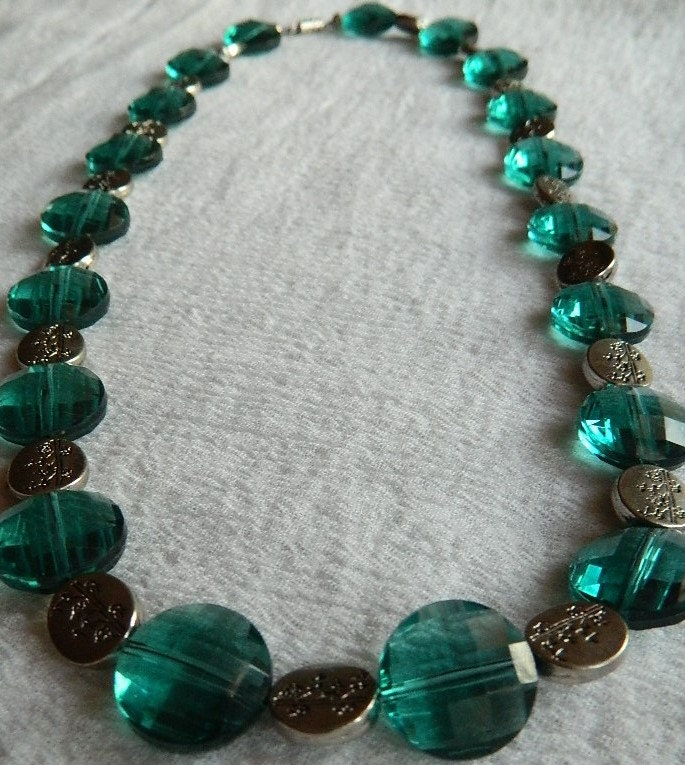 Light Aqua and Silver Beaded Necklace