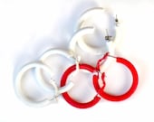 1970s Hoop Earrings Red White 3 Pair Set Vintage Modern Style Collectable Jewelry