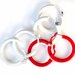 1970s Hoop Earrings Red White 3 Pair Set Vintage Modern Style Collectable Jewelry