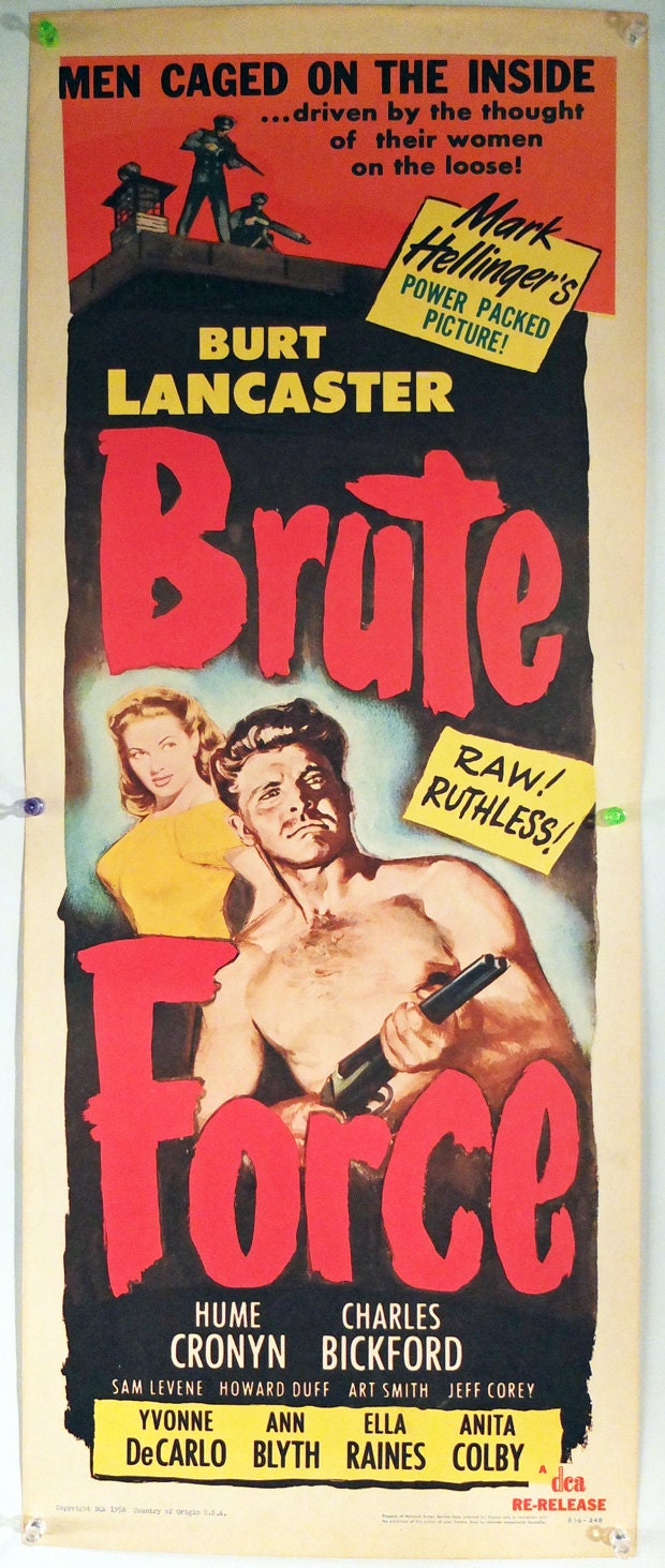 Brute Force, US Insert (14x36in) R-1956. Original Vintage Movie Poster