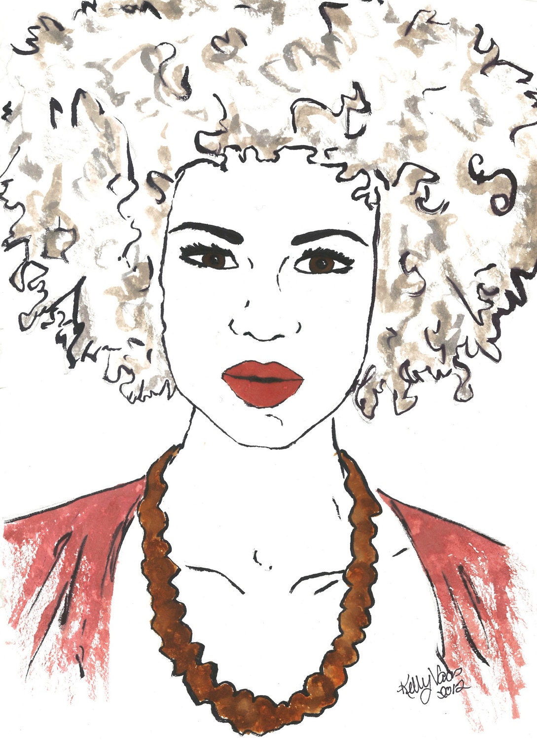 Portrait of a Woman 11x14" Watercolor Painting on Handmade Paper