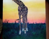 Colorful acrylic painting of a giraffe