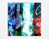 urban decor, modern abstract photography, colorful photo, 8x8" print, double exposure, red, blue, digital, colorful art, living room, lounge