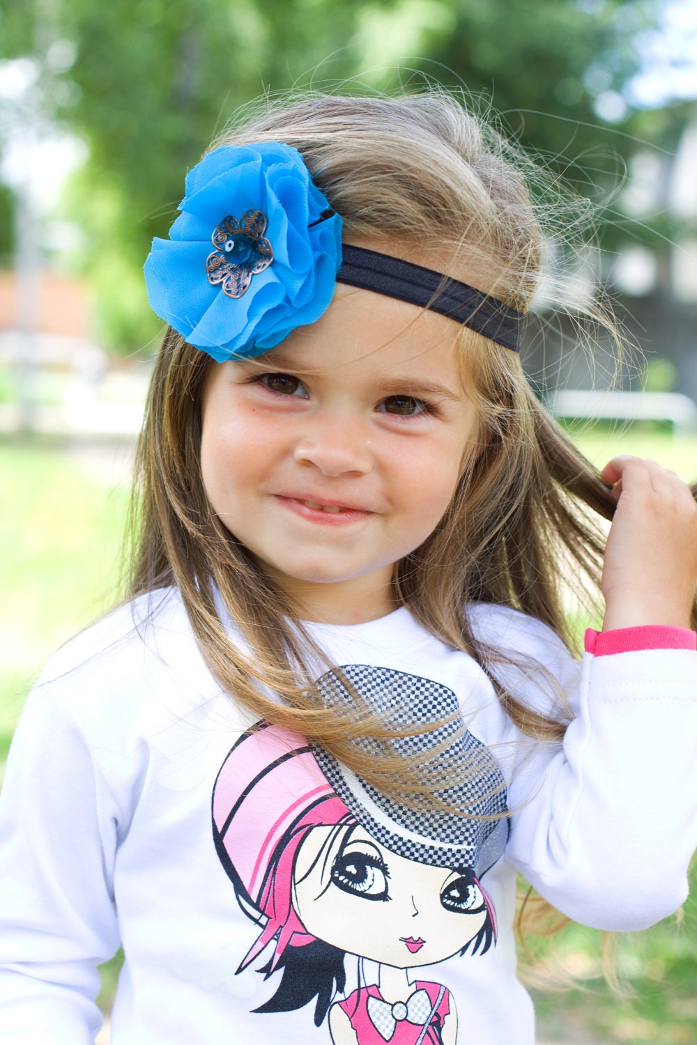 Blue flower headband - Flower headbands