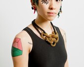 Chainmaille Neck Sculpture Brass and Black Necklace