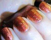 Rebel Heart Nail Polish - cherry red jelly with gold glitter and shimmer