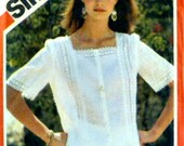 Vintage 80s Simplicity 5995 Pattern Misses Blouses Decorated Tops Size 10 Bust 32 p2z
