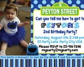 Cookie Monster & Sesame Street Birthday Invitation - Custom Digital File