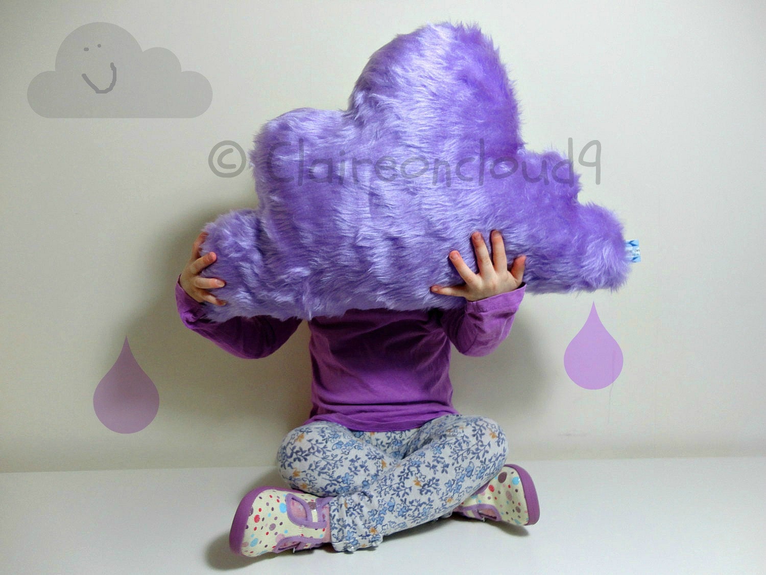 FLUFFY CLOUD Pillow Cushion LILAC (Purple) Faux Fur - Lovely So Soft and Fluffy - Baby Nursery Kids Bedroom Home Decoration