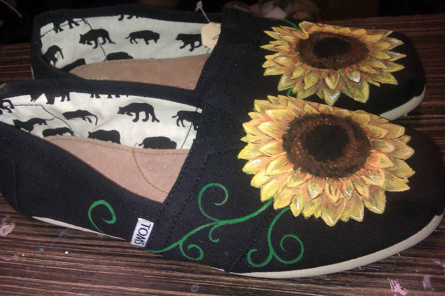 Sunflowers and Sunshine custom hand painted TOMS