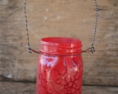 Mason Jar Lantern, Christmas Mandala Pattern Red and Green, Canning Jar Lighting