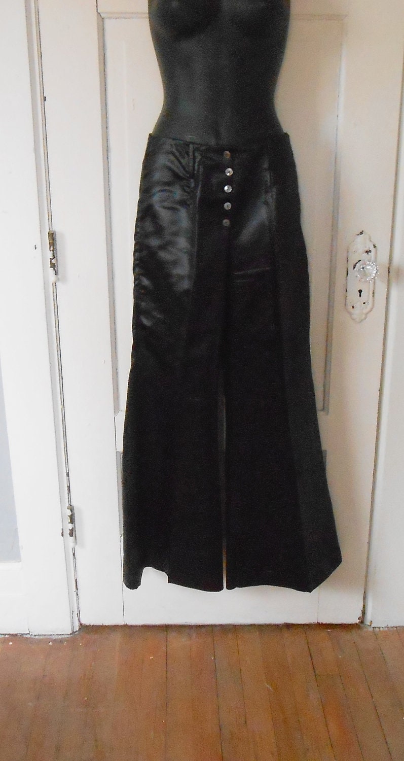 Vintage Womens 1940s Black Satin Sailor Pants
