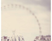 paris ferris wheel photo print - whimsical fine art architecture photography, city, enchanting, carnival, nursery wall art - 12x12