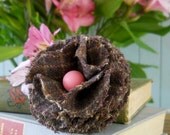 FELTED WOOL FLOWER from upcycled wool - Dusty Purple Grid
