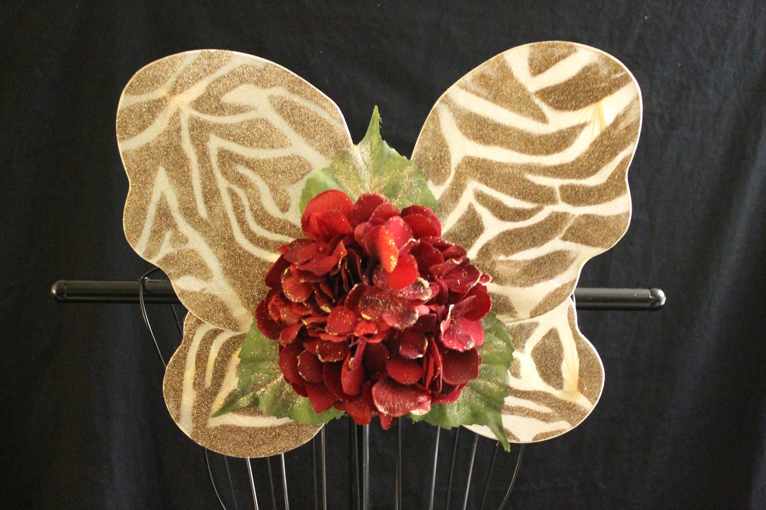 SALE Kids or petite adult hand painted red gold  fairy butterfly, fairy, pixie wings Holiday Christmas dress up costume, gift,  photo prop