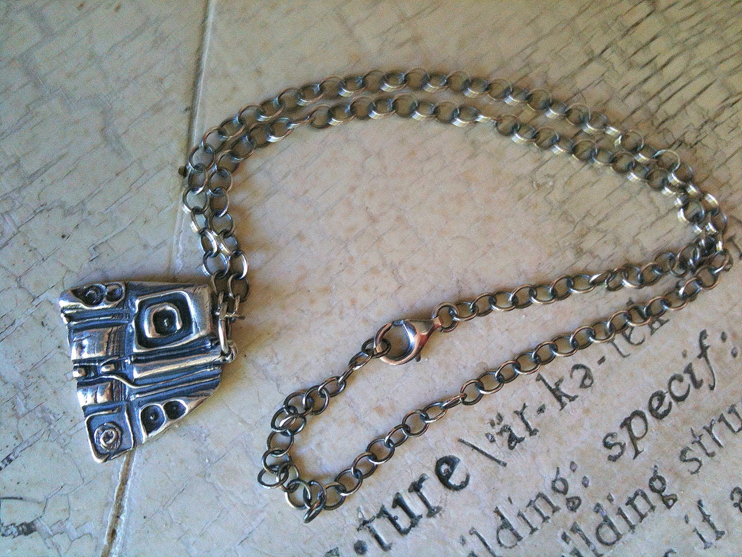Abstract Modern Fine Silver Pendant Necklace / Sterling  Chain / Boho Chic / Urban Primitive / Tribal