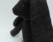 Daisy the Large Ooak Plush Cuddly Grey Wool Lop-eared Rabbit / Hare with Indian Headband and Striped Skirt