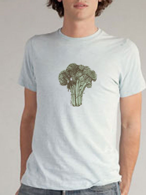 Broccoli Printed on a  Short Sleeve Tee Shirt by Civilian Art, Great Graphic Tees