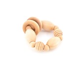Baby Rattle Toy - Montessori Wood Teether - Natural Grasping Toy - Eco Friendly Wooden Rattle (N)
