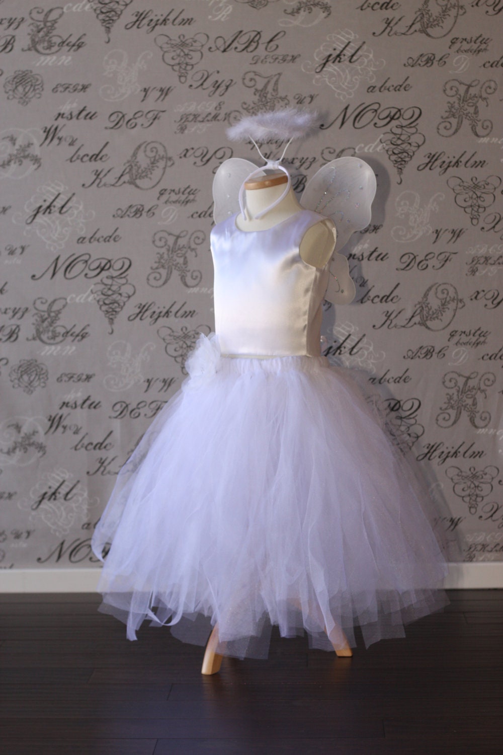 White Angel Flower Girl Tulle Tutu Dress-up Halloween Costume Disney Photo Prop Children Toddler Infant Women Adult Custom Crochet Elastic